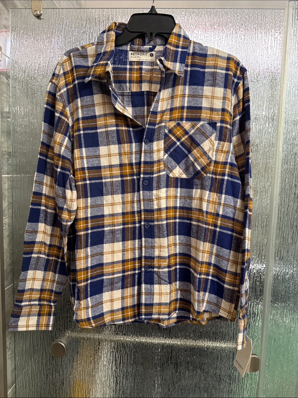 Retrofit Navy, Mustard & White Plaid Button-Down Shirt